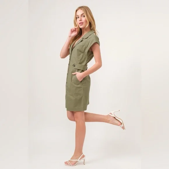 And The Why Button Up Sleeveless Dress - Picture 3 of 4